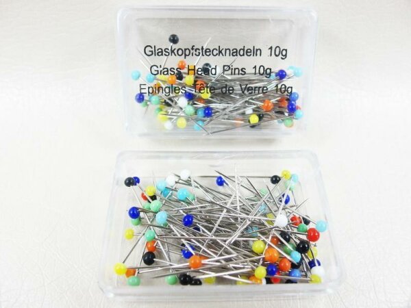 Glaskopfstecknadeln groß / Mix-Farbe - 10g (ca. 50 St.) 0,80 x 48 mm