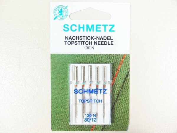 SCHMETZ - 5 Topstitch-Nadeln Stärke 80 / Flachkolben