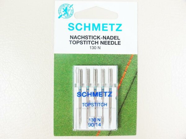 SCHMETZ - 5 Topstitch-Nadeln Stärke 90 / Flachkolben