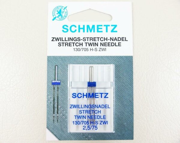 SCHMETZ - Zwillings-Stretch-Nadel  2,5 / 75 / Flachkolben