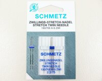 SCHMETZ - Zwillings-Stretch-Nadel  2,5 / 75 / Flachkolben