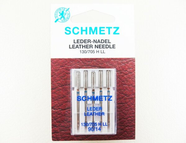 SCHMETZ - 5 Ledernadeln Stärke 90 / 14 Flachkolben