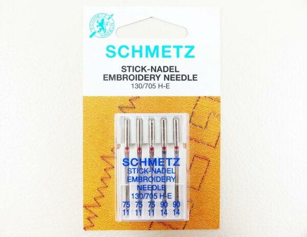 SCHMETZ - 5 Sticknadel Embroidery 75-90 (Combi) / Flachkolben