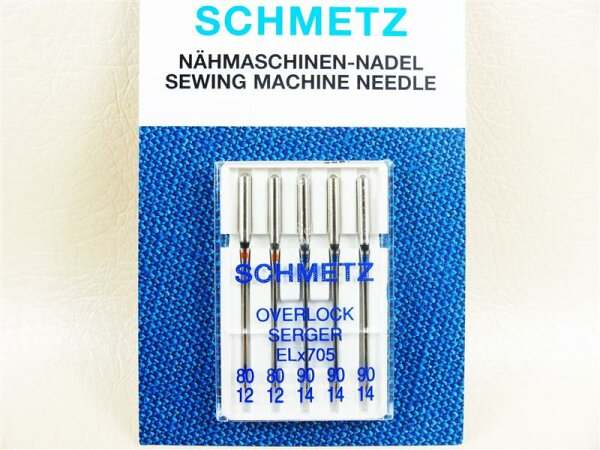 SCHMETZ - Overlocknadeln Serger ELx705 / Stärke 80-90 Combi - Flachkolben