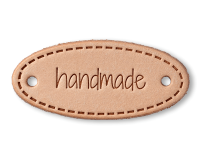 Prym Applikation "handmade" Label Leder, natur...