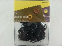 Ösen mit Scheiben und Werkzeug 5 mm schwarz / bruniert