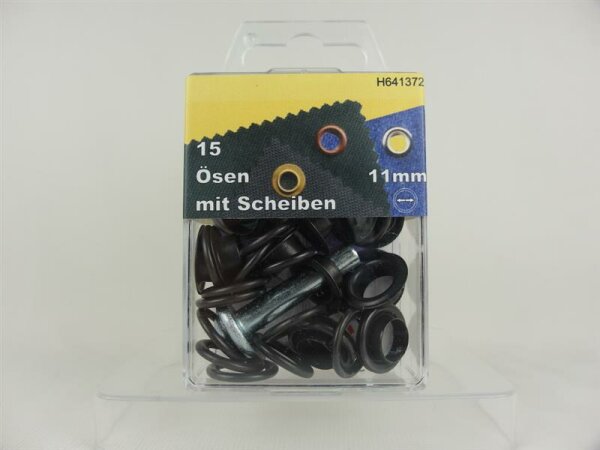 Ösen mit Scheiben und Werkzeug 11 mm bruniert/ schwarz