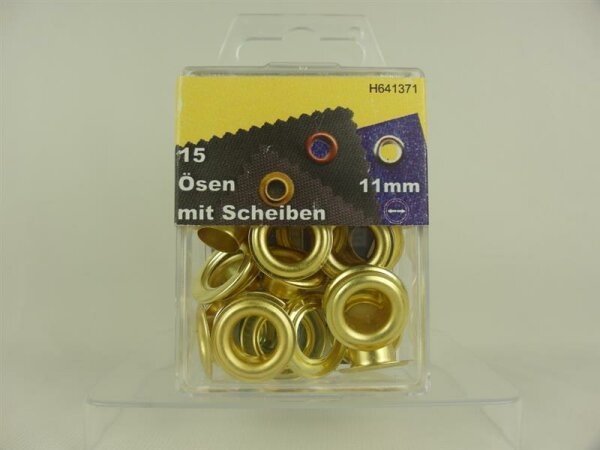 Ösen mit Scheiben und Werkzeug 11 mm gold