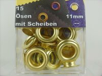 Ösen mit Scheiben und Werkzeug 11 mm gold