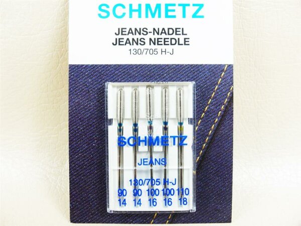 SCHMETZ - 5 Jeansnadeln Stärke 90-110 (Combi)/Flachkolben